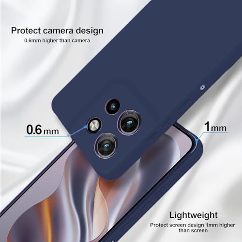Image of DIZORO Microfiber Candy Case for Motorola Edge 50 Neo 5G Smooth Touch Cushion Liquid Soft Silicone Gel Rubber Phone Cases Non-Slip Full Body Protective Shockproof Back Cover - Navy Blue