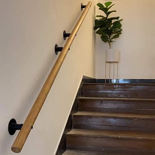 Rambarde d'escalier intérieure en bois avec kit de fixation murale pour maison