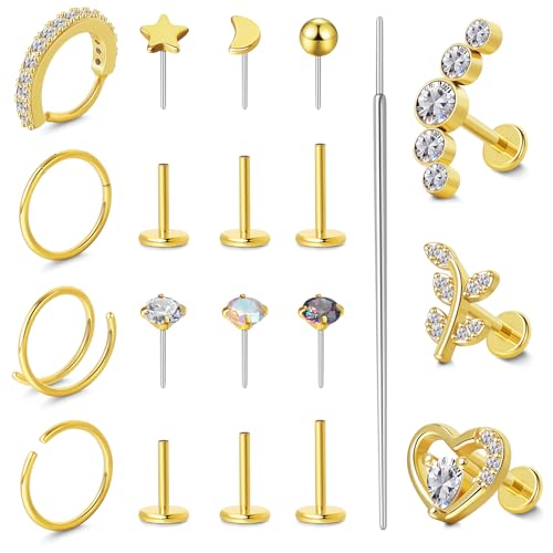 Set di Piercing Naso: 1 ordine otterrete 4 anelli del naso, 6 pali dell'anello del naso di lunghezza diversa, 6pcs punte di piercing di ricambio, 3pcs gioielli di piercing elicoidale e 1pcs di conicità del piercing dritto. La combinazione ragionevole garantisce un'esperienza di usura senza soluzione di continuità e risparmio di tempo. Puoi indossare questi anelli al naso singoli o fai da te. Questi anelli al naso sono adatti per diversi outfit e qualsiasi occasione.