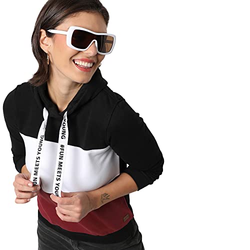 Image of Campus Sutra Women's Cotton High Neck Sweatshirt