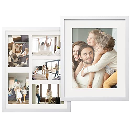 Twing 11X14 Picture Frame White Displays 8X10 Photo Frame With Mat Or 11X14 Without Mat, Made Of Plexiglass, Mdf Wood, Wall Mounting, Ideal Gift To Family And Friends #TOP1