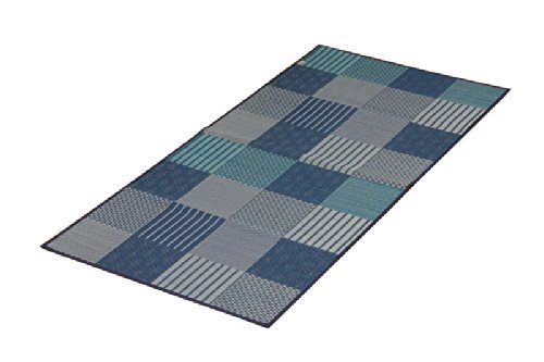 イケヒコ い草 花ござ 京刺子 江戸間1畳 約87×174cm ブルー 日本製 #4110101