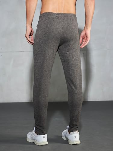 Image of TECHNOSPORT Men's Melange Slim Fit Techno Dry Trackpants Drawstring 2-Pocket Polyester Joggers for Gym Running Workout UPF50+ Anti Odour