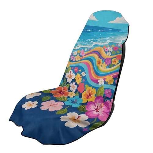 Housse de siège de voiture amovible et imperméable aux motifs tropicaux d'Hibiscus