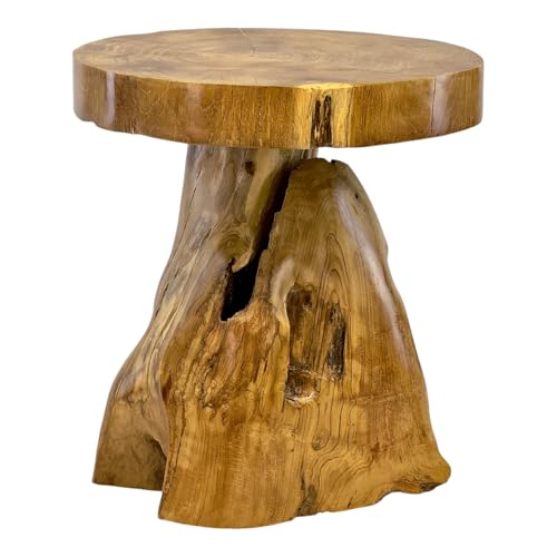 FaHome Holzhocker – Beistelltisch Blumenhocker Ablagetisch – Handgefertigt – Natürliche Form aus massivem Teakholz – 45x40x40 cm FaHome Holzhocker – Beistelltisch Blumenhocker Ablagetisch – Handgefertigt – Natürliche Form aus massivem Teakholz – 45x40x40 cm
