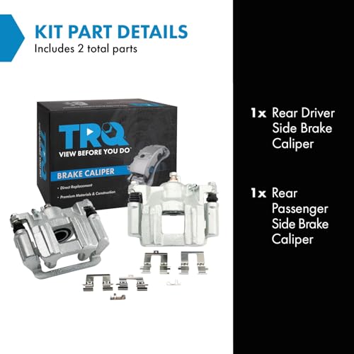 Image of TRQ Rear Driver and Passenger Side Brake Caliper Set Caliper Brackets Hardware Compatible with 2009-2015 Honda Pilot