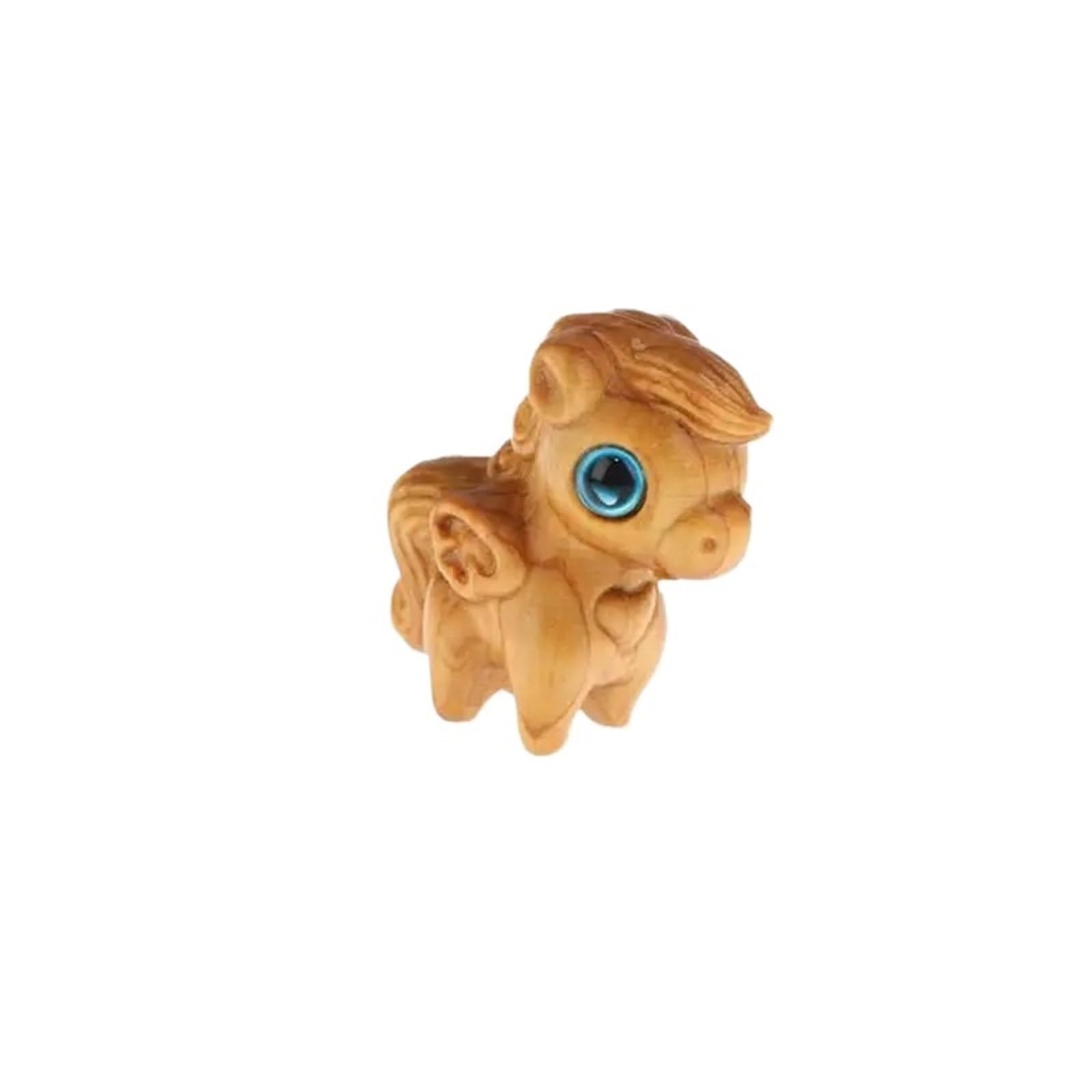 Miunihuooo 1/2pcs Mini Wood Carving Horse Ornaments Zodiac Statue Cute Horse Decor Office Desktop Decor Car Decoration(Color5)