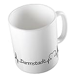 Hellweg Druckerei Huuraa Kaffeetasse Darmstadt Herzschlag Puls Geschenk Idee Keramik 330ml Kaffee-Becher mit Namen deiner Lieblingsstadt