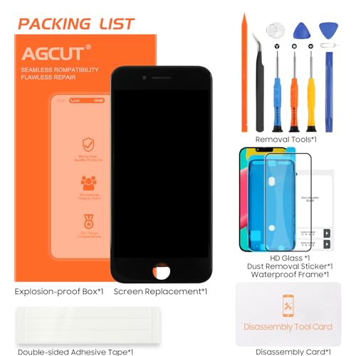 AGCUT Bildschirm für iPhone SE 2022 LCD Display für iPhone SE3 SE 3. Generation A2783 A2595 A2785 A2782 4,7 Zoll LCD Screen Replacement Digitizer Touchscreen Assembly+ Reparatur, Schwarz Incell