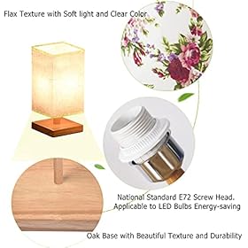 Square Bedside Table Lamp Watercolor Painted Seahorse Seamless Wooden Base Flaxen Fabric Shade Dimmable Nightstand Lamp… 41DP7mW+m8S. SS280