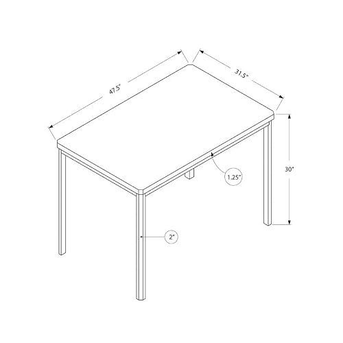 Monarch Specialties I Dining Table - 32"X 48"/ White/Chrome Metal, #TOP2