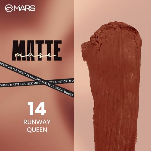 Image of MARS Matte Muse Mousse Lipstick (3ml) (14-RUNWAY QUEEN) with Doe-Foot Applicator | Highly Pigmented | Smooth Texture | Hydrating Formula | Blurry Lips Effect (Pack of 2)