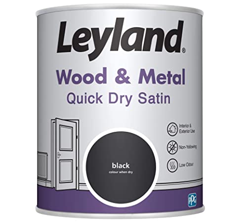 Leyland Wood & Metal Quick Dry Satin, Black, 750ml