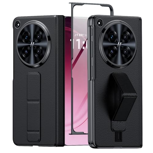 OPPO Find N6 �Ή� �{�v�ŏ�w���U�[ ��ʈ�̌^�P�[�X �X���C�h���X�g�o���h�X�^���h�t�� �q���W�S�ʕی� ��ʕی� (�u���b�N)