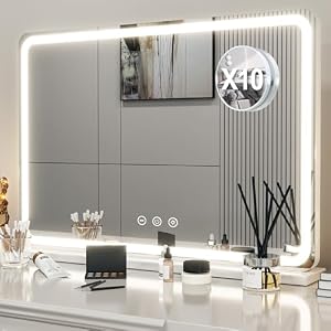 LIANWANG Hollywood Schminkspiegel mit Beleuchtung, Hollywood Spiegel mit 3 Farbtemperaturen, Groß Schminkspiegel mit Touchscreen-Steuerung und USB Für Makeup 80 X 57cm