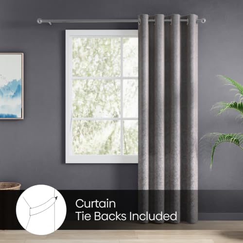 Image of haus & kinder Metallic Blackout Jacquard Door Curtain 7 Feet Long Pack of 1 | 100% Room Darkening Luxe Metallic Stone 130 x 213 cm