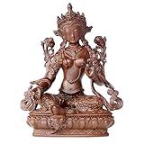 AksharaPadma Buddha Statue Indoor, 2.9 inch Handmade Pure Copper Buddha Statues for Home Decor, Vintage Office Bedroom Shelf Decor Entryway (Green Tara)