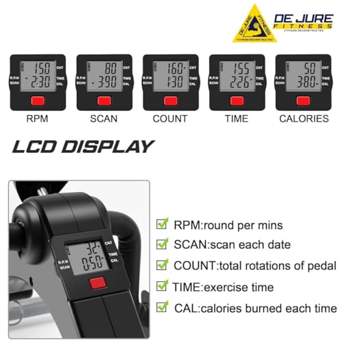 Image of De Jure Fitness Mini Cycle Pedal Exerciser with Adjustable Resistance & LCD Display | Compact Folding Design | Silent & Smooth Pedaling | Arm & Leg Exercise Bike for Seniors, Adults & Physiotherapy