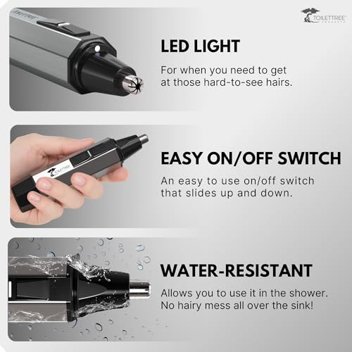image for ToiletTree Products Nose Hair Trimmer with LED Light - Stainless Steel