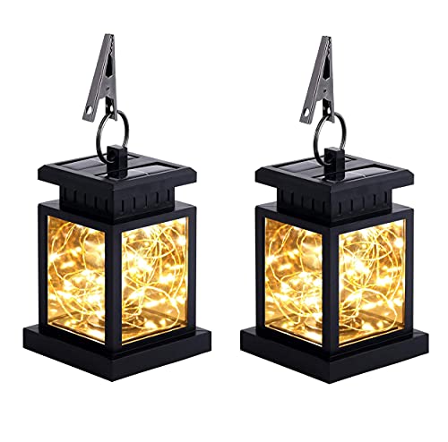 JHBOX Solarlaternen Outdoor Wasserdicht Hängende Solarleuchten Outdoor 30 LEDs, Outdoor Laternen Solarbetrieben für Terrassendekoration, Hofdekoration, Camping Dekor, Garten Geschenke (2 Stück) Cover