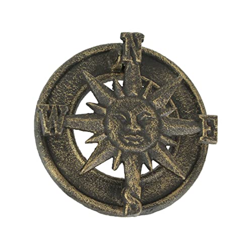Bronze Finish Cast Iron Decorative Sun Face Nautical Compass Rose Door Knocker Rustic Home Decor 4.5 Inches In Diameter #TOP5