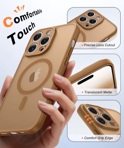Image of FNTCASE for iPhone 14-Pro Case Brown: Translucent Compatible with MagSafe