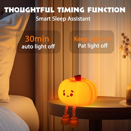 Dylviw K-1165 Pumpkin Night Light, Cute Led Lamp, Silicone Dimmable Nursery Nightlight For Kids, Silicone Rechargeable Bedside Touch Lamp, Funny Office Desk And Halloween Decor thumb #2
