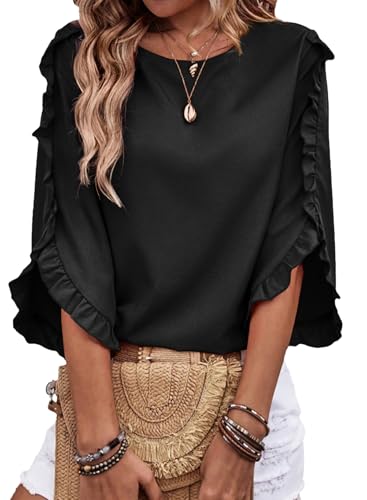 EVALESS 3/4 Length Sleeve Womens Tops Dressy Casual Blouses Cute...