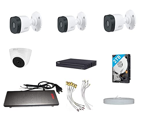 Dahua 4K Full HD 5MP Cameras Combo KIT 8CH DVR+ 3BULLET Cameras + 1 Dome Cameras+2TB Hard DISC+ Wire ROLL +Supply & All Required Connectors