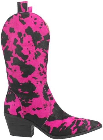 Dingo Womens Live A Leather Cow Printed Snip Toe Casual Boots Mid Calf Low Heel 1-2" - Pink - Size 8 M | Image 2