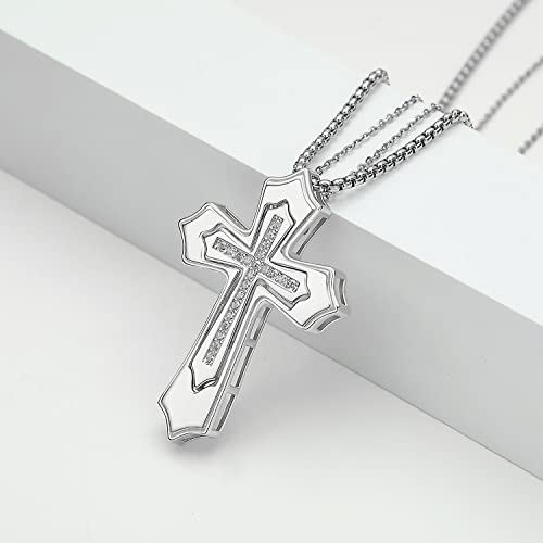 Matching Cross Necklace 925 Sterling Silver Silver/Black Cross Pendant Religious Jewelry Christian Baptism Gift for Men Women2