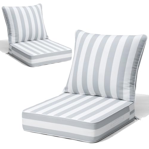 Crestlive Waterproof Outdoor Deep Seat Cushion Set of 2, 24 x 24x 5.5
