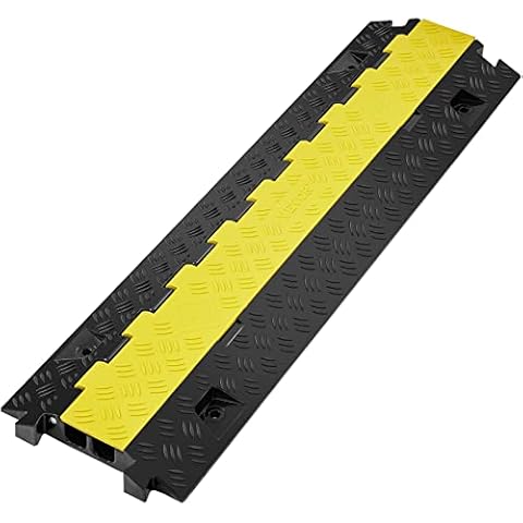 VEVOR Cable Protector Ramp, 2 Channel, 22000 lbs/axle Capacity Heavy Duty TPU Wire Cord Cover Ramp Hose Protector Ramp Driveway, Traffic Speed Bump w/TPR Flip-Open Top Cover, for Indoor & Outdoor Cover