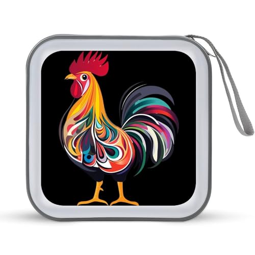 Funny Chicken Rooster CD Case Plastic DVD Case Holder Wallet Disc Storage Organizer for Car Travel