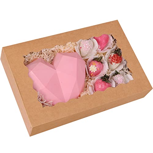 Moretoes 28 Stück Bäckerei-Boxen mit Fenster 30,5 x 20,3 x 6,3 cm Kraft-Keksboxen, große Donut-Boxen, Auto-Popup-Leckerli-Boxen für Gebäck, Kekse, Kuchen und Donuts Cover