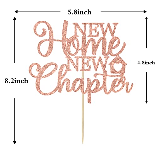New Home New Chapter Cake Topper, For Our First Home, Welcome To Our Home, We Said Yes To The Address Party, House Warming Party Decorations Supplies Gift Rose Gold Glitter #TOP4
