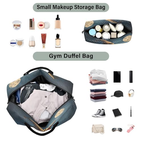 Halloween Witch Pumpkins Stack Travel Duffel Bag for Men Women with Makeup Bag Weekend Overnight Carry On Bags for Travel Getaway Weekend4