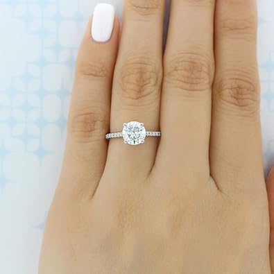 Blocaci Engagement Ring 2-1/4 CT Moissanite Round Cut Pave Engagement Rings for Women 10k 14k 18k White Gold