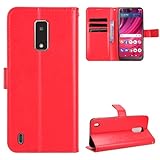 Jiajihua Hülle Kompatibel mit BLU View 4 (B135DL),Kompatibel mit BLU View 2 2023 [PU-Leder+Shell] [Flip Stand] [Kartenschlitz] [Magnetverschluss] Red
