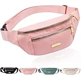 Fanny Pack Fashionable Waist Bag Casual Travel Bum Bag with 3 Zipper Pockets for Women Men Sports Running Hiking Jogging (Pink)