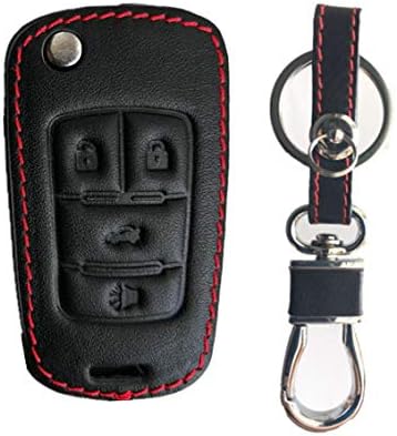 KAWIHEN Leather Key Fob Cover Fit for Compatible with Chevrolet Chevy Camaro Cruze Equinox Impala Malibu Sonic GMC Terrain OHT01060512 V2T01060512