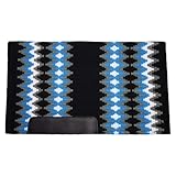 Schneiders Tiffany Western Show Saddle Blanket for Horses | Premium New Zealand Wool | Bold Show Colors | Durable Leather Wear Guards | Size 34' x 40' | Color Black Turquoise