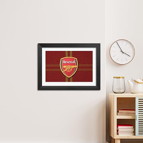 Image of TenorArts Arsenal Football Club Poster 3D Leather Textured Logo Laminated Photo Frame Painting with Matt Finish Black Textures(12 inches x 9inches)