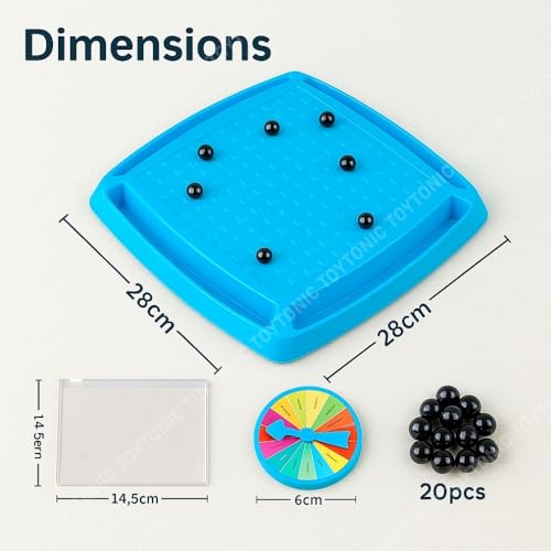 Image of TOYTONIC Magnetic Strategy Game for Kids - Includes 20 Magnetic Balls, Game Board and Spinner Wheel | Brain Development Toy | Educational Family Game | Travel Friendly