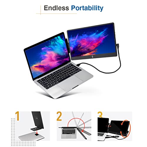SideTrak-Swivel-14-Patented-Attachable-Portable-Monitor-for-Laptop-FHD-TFT-USB-Rotating-Laptop-Dual-Screen-Mac-PC-Chrome-Compatible-Fits-All-Laptops-Powered-by-USB-C-or-Mini-HDMI-Black