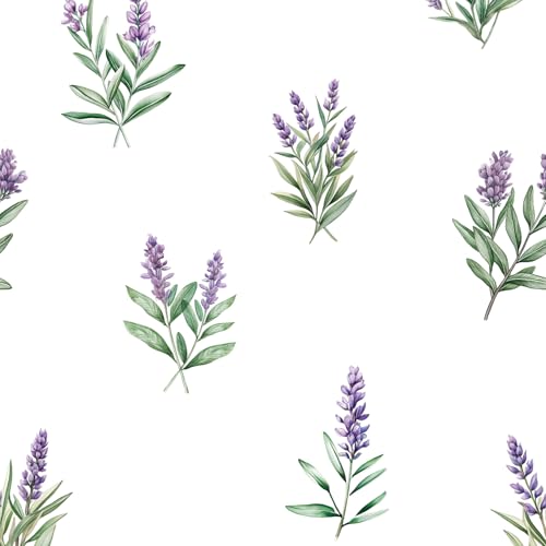 HuuuOkie Floral Peel and Stick Wallpaper Purple Lavender Wallpaper Boho Flower Wall Paper 17.378.7 Self Adhesive Removable Contact Paper for Bedroom Bathroom Kitchen Cabinet Renter Friendly