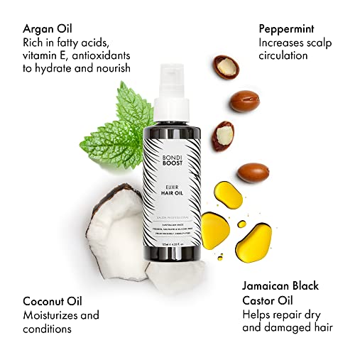 Bondiboost Elixir Hair Oil 4.23 Fl Oz - Pre-Shampoo Hair Oil Treatment For Dry Hair - Calm Frizz + Smooth Split-Ends + Tame Flyaways - Lightweight Formula - Vegan/Cruelty-Free - Australian Made #TOP5