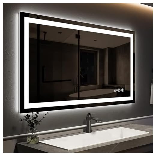 ROOMTEC 36 x 30 Inches LED Bathroom Mirror with Front and Backlit,Anti-Fog,3 Colors and Dimmable Light(Horizontal/Vertical)
