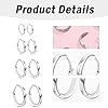 Strrng 4 Pairs Small Silver Hoop Earrings, Titanium Hoop Earrings for Women, Hypoallergenic Silver Hoops, Beware Easier Insert from the Back, for Women & Men(8mm, 10mm, 12mm, 14mm) #3