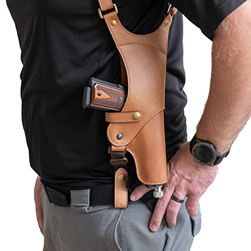 Cardini Leather - Shoulder Holster Made With Premium Colombian Leather - For Glock 17, 22, 31, Sig Sauer P220, P226, P227, And Full Sized 1911'S And Other Like Sized Handguns, For 9Mm, .45, And More #TOP2